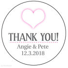 70 x Personalised Pink Heart Wedding Bride Thank you Stickers Favour Labels 196