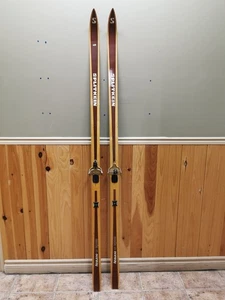 Vintage Splitkein Wooden Cross Country Skis 186cm Troll Nordic Worm Binding - Foto 1 di 6