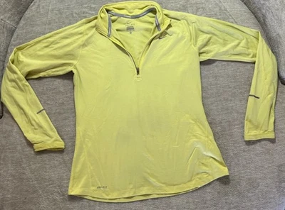 Nike Running Women’s Dri Fit Pullover Quarter Zip Neon Yellow Reflective Size M - Image 1 of 4