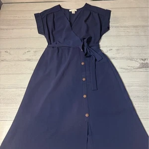 Blusa Monteau Azul Oscuro Clásica Vestido Azul Marino Talla Mediana Midi - Imagen 1 de 7