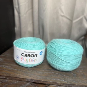NWT Caron Baby Cakes Yarninspirations Icy Aqua Lot of 2 Soft Summer Stripes - Picture 1 of 3