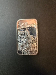 RARE 1984 SCROOGE BAH HUMBUG CHRISTMAS 1 OZ .999 FINE SILVER BAR INGOT FREE SHIP - Picture 1 of 2