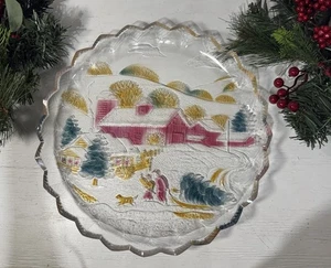 Christmas Platter 14" Crystal Clear Studios WINTER ESTATES PLATTER 1992 Vintage - Picture 1 of 4