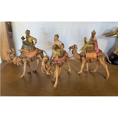 Vintage Three Wise Men Nativity Figurines Camel Set Made in Italy Resin - Image 1 of 4