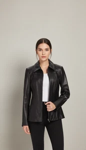 Women's Genuine Lambskin Black Leather jacket Slim Fit Moto Biker Coat for Her - Picture 1 of 5