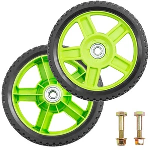 2 Pack 8 x 1.75 Lawn Mower Wheels Kit for Push Mower, 2 Wheels, 2 Bolts, 2 Nu... - Picture 1 of 5
