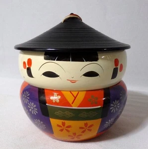 Vintage 3 Piece Japanese Kokeshi Bento Bowl Set - Picture 1 of 6