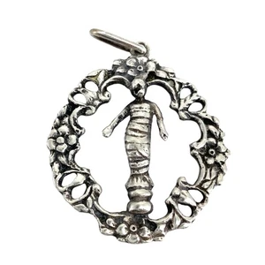 Signed Peruzzi Sterling Vintage Mid Century Round Swaddled Child Bambino Pendant - Picture 1 of 6