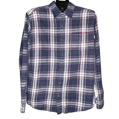 Weatherproof Vintage Men’s Plaid Flannel Shirt Navy Red Cotton M/L Work Heritage - Image 1 of 4