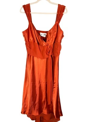 Retro Babydoll Tank Midi Orange 16 Floral Festive Wedding Classic Chic Boho 80s - Image 1 of 4