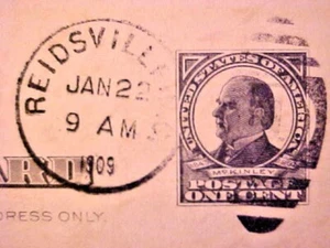 Nice ANTIQUE PreStamped Wm McKinley USPS Postal Card 1 Cent Postmarked 1909 M273 - Picture 1 of 4