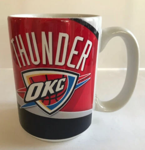 Oklahoma City OKC Thunder Ceramic Coffee Mug Cup NBA Basketball 4.5” Tall Gift Cover