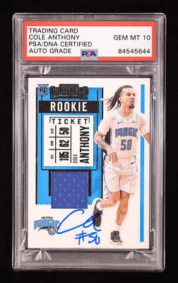 Cole Anthony Signed 2020-21 Panini Contenders Rookie Ticket #RSCAN RC (PSA | Aut - Image 1 of 2