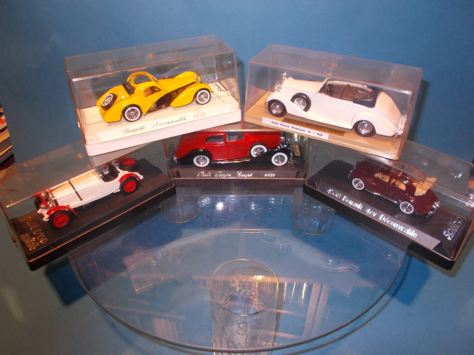 5 alte Solido 1/43 Oldtimer Modelle:"Rolls Royce/MB/Bugatti" top/ovp/L'age D'or - Bild 1 von 1