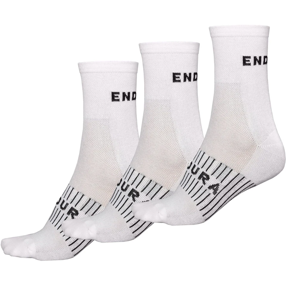 Endura CoolMax Race 3 Pack Cycling Socks White Arch Support Bike Cycle Mens - Image 1 of 1