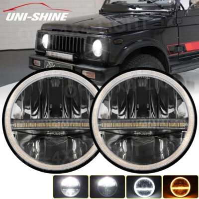 Paar 7 Zoll Rund LED Scheinwerfer E-Zertifiziert für Suzuki Samurai SJ410 SJ413 - Bild 1 von 4
