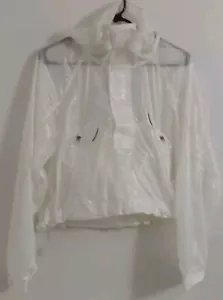 Free People Movement FP White NWOT Dew Dop Packable Rain Jacket XS! - Picture 1 of 4