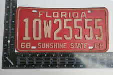 1968 68 1969 69FLORIDA FL LICENSE PLATE TAG RARE #10W25555 BROWARD COUNTY 5555
