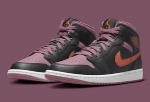 Nike Air Jordan 1 Mid Shoes Black Sky J Mauve Orange FB9911-008 Men's 12.5 NEW - Picture 1 of 15