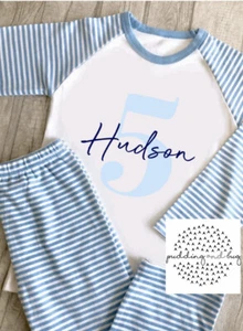 Wenn ich aufwache werde ich Geburtstag Schlafanzug personalisiert Jungen Pyjama ein bis zehn Jahre - Bild 1 von 1