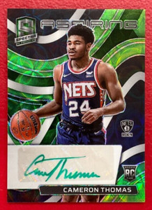 2021-22 Spectra Cameron Thomas Aspiring Autograph Green Prizm /50 Brooklyn Nets