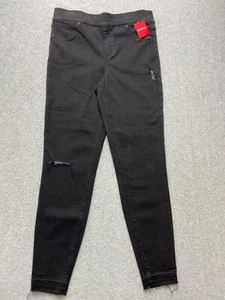 Spanx Womens XL Distressed Denim Leggings Vintage Black Pull-On Jeggings - Picture 1 of 12