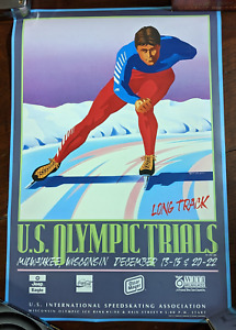 Beautiful Original 1992 Olympic Speed Skating Poster - Dan Jansen & Bonnie Blair