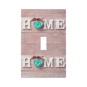 White Home Rustic Wood Board 1 Gang Light Switch Plate Decorative Single Togg... - Picture 1 of 8