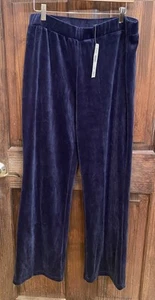 Women's Ralph Lauren Navy Blue Velour Velvet Casual Pants Size Medium - Picture 1 of 6