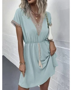 Everyday the Label Full Size V-Neck Short Sleeve Dress Plus Size Women Light - Picture 1 of 7