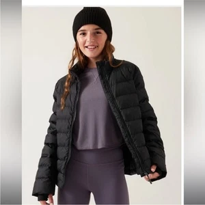 Athleta Girl Cool Days Down Jacket Black Size XL 14 - Picture 1 of 10