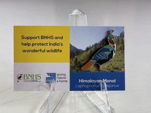 RSPB International HIMALAYAN MONAL PHEASANT on Card. Enamel Pin Badge Bird - Picture 1 of 1