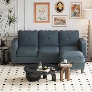 Small Convertible Sectional Sofa Couch with Movable Ottoman,3 Seat L-Shaped L... - Picture 1 of 6