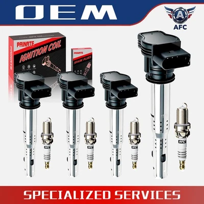 4 Ignition Coils & Iridium Spark Plug For Audi A3 A4 A5 TT VW GTI Passat 2.0L Foto 1 de 4
