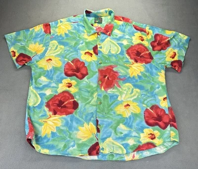 Vintage Jams World Hawaiian Shirt Men’s XL Green Red Floral Tropical Garden - Image 1 of 4
