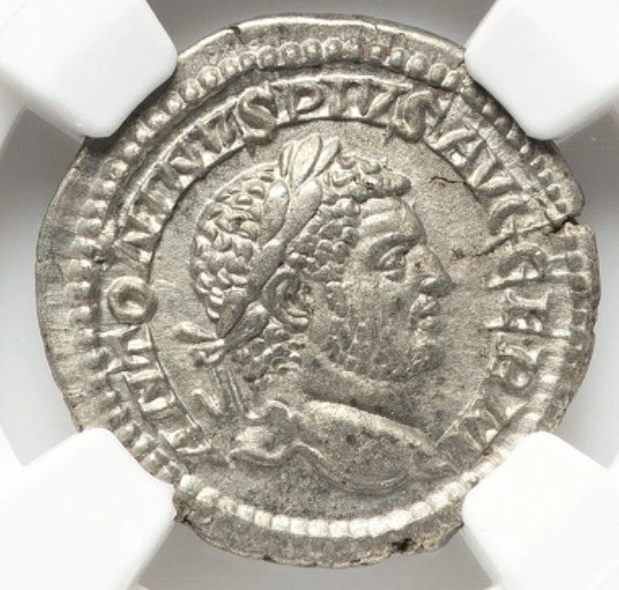 Caracalla 198-217 dC Imperio Romano Plata AR Denario Rara Moneda Gladiador, NGC XF Foto 1 de 4