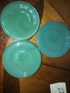 Akro Agate Toy Tea 3 Dishes Green Plates Saucer Mini Plate - Picture 1 of 6