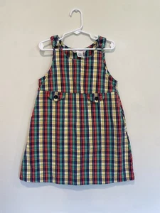 Vintage 1998 Gymboree Plaid Girls Jumper Dress Sz 4-5 Yrs Toddler Rainbow Tag - Picture 1 of 8