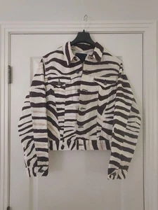 Chaqueta Jean Polo Ralph Lauren Estampado Cebra Marrón Blanco Nueva Con Etiquetas Talla Mediana - Imagen 1 de 3