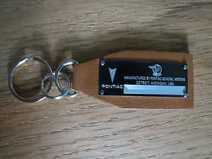 Pontiac Vintage Data Plate Leather Keychain Fiero GTO Firebird Chieftain Transam - Foto 1 di 1