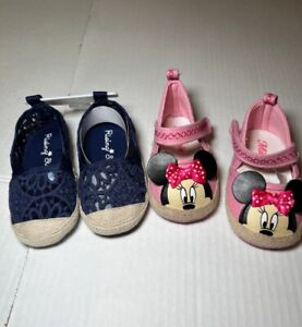 New No Tags Infant Bundle Shoes Pink Minnie Mouse /Blue Shoes Size 9-12m