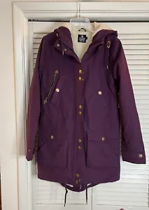 NWT $160 Volcom Women's Walk On By Small Purple Hooded Parka Sherpa Lined Jacket - Picture 1 of 9