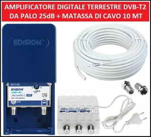 Kit Amplificatore Centralino da Palo Antenna Tv Esterno UHF Alimentatore e Cavo - Foto 1 di 8