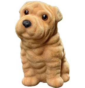 Doggie Saving Bank Flocked Shar Pei MR. WRINKLES Figurine Fuzzy 3D Piggy Bank - Picture 1 of 8