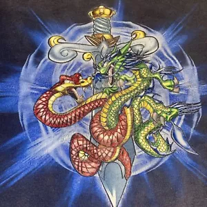 Vintage JNCO Jeans Graphic Shirt Sword Dragons Made USA Mens XL Extra Large - Picture 1 of 11