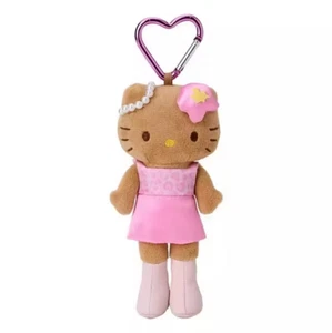 Llavero de felpa Sanrio Hello Kitty ROSA perla guepardo leopardo estampado bolso soporte - Imagen 1 de 2