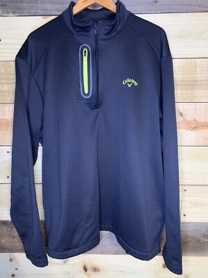 Callaway 套衫半拉链运动衫男式 XL 黑色霓虹绿色 — 第 1/4 张图片