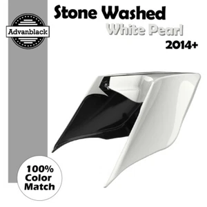 For Harley Touring 14+ STONE WASHED WHITE PEARL Stretched Extended Side Covers - Picture 1 of 7