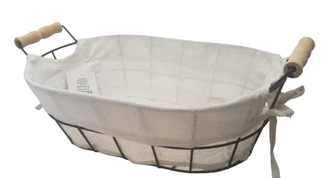 Farmhouse Metal Basket with removable fabric liner - 2 Pack! Cover