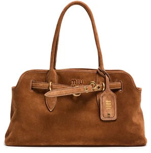 MIU MIU Aventure Large $4200 Brown Suede Top Handle Bag New & Authentic - Picture 1 of 3